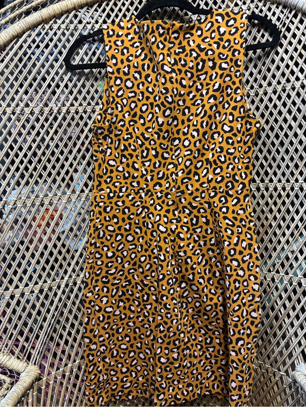 Old Navy Mustard Leopard Print Midi Dress